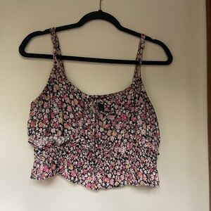 Wild fable ruffled floral crop top.